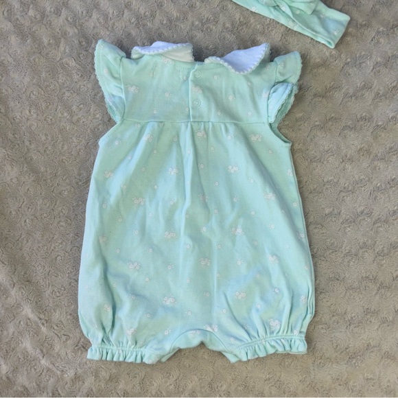 Tres Beau et Belle Baby Girl Romper Size 6-9 Months Classic Style Green White - Picture 3 of 4